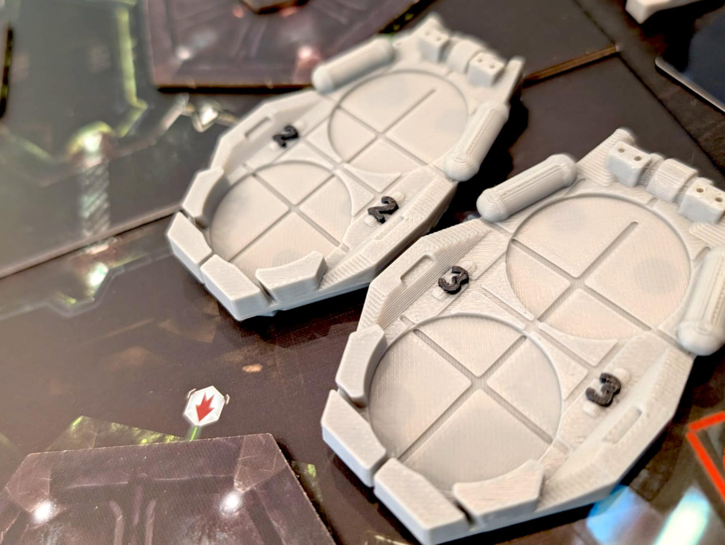 Nemesis Reversible Escape Pods (Set of 4) – 3D Printed Upgrade | Player & Lock Tokens | Board Game Accessories (Gray or Black)