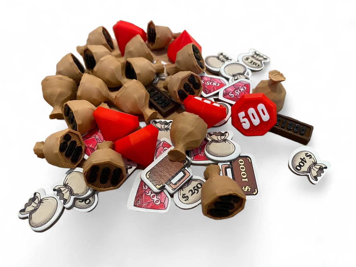 Colt Express 3D Printed Loot Tokens Upgrade | Gems, Purses & Strongboxes | Board Game Accessories