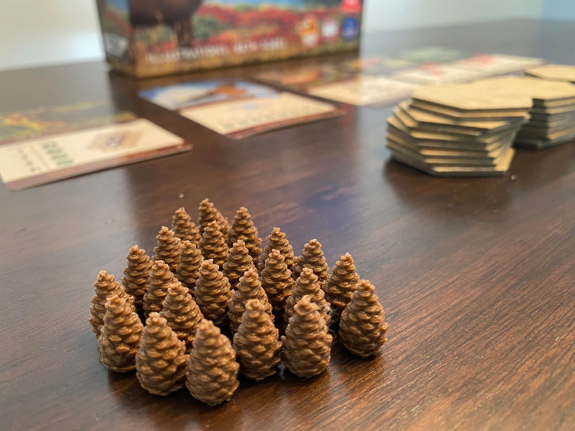 Cascadia board game pines tokens