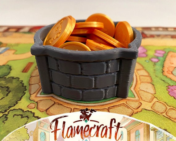 Flamecraft gold coins and fountain