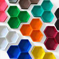Stackable Hexagon Token Tray – 3-Bin Board Game Organizer | 2 Depths, 15 Colors | Catan Wingspan Ark Nova