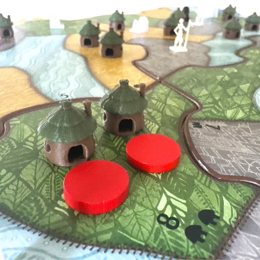 Spirit Island Dahan Hut Token Upgrade – 36 Pieces – Original Custom Design – Replace Wood Tokens – Board Game